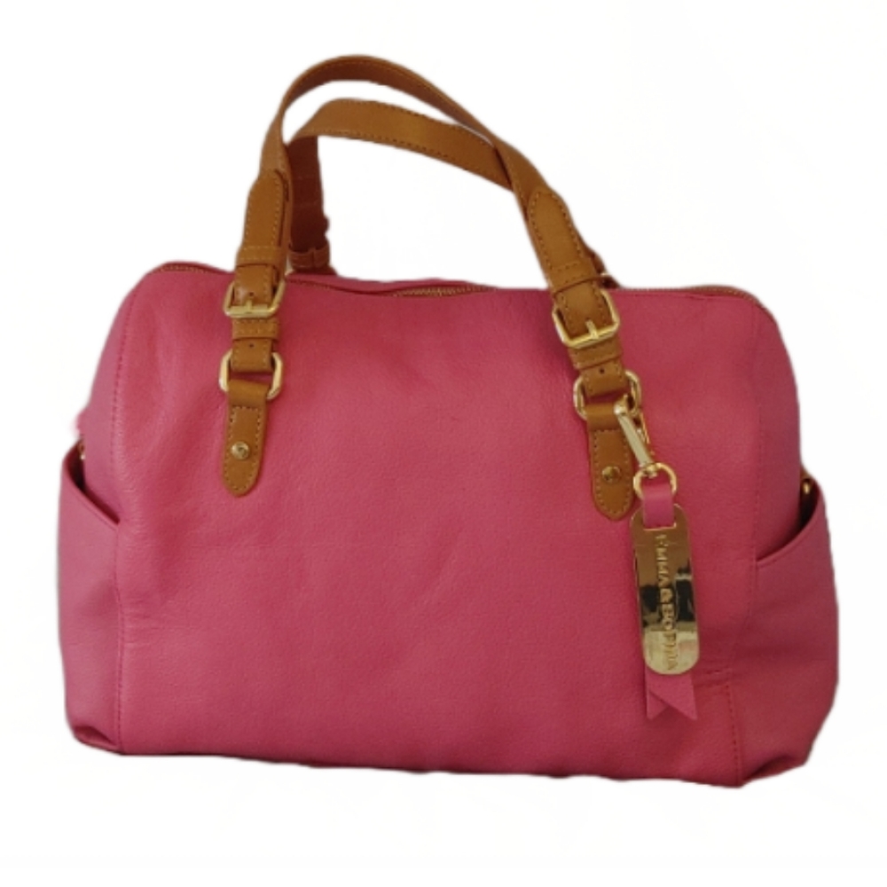 EMMA & SOPHIA PINK LEATHER LARGE HOBO HANDBAG
